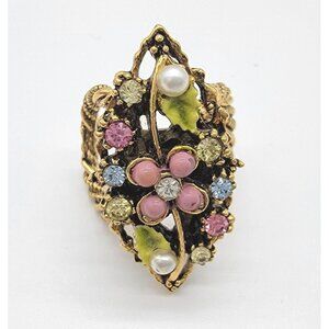 Vintage Signed ART‎ Arthur Pepper RHINESTONE Scarf Tie Charm Deco Style DETAILED
